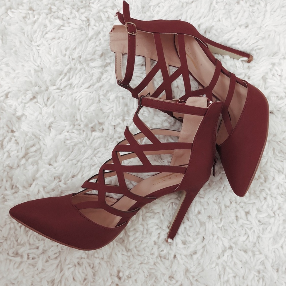 Burgundy Pointed Toe Heels